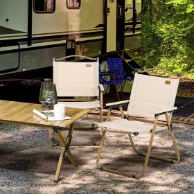 Folding Camping Chairs Set of 2 Lightweight Portable Armchairs for Outdoor Festivals Fishing Beach Khaki
